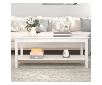 Măsuță de cafea, alb, 110x55x45 cm, lemn masiv de pin