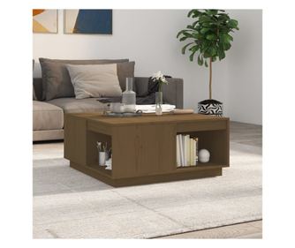 Kavni mizici, medena rjava, 80x81x36,5 cm, masivno borovo leso