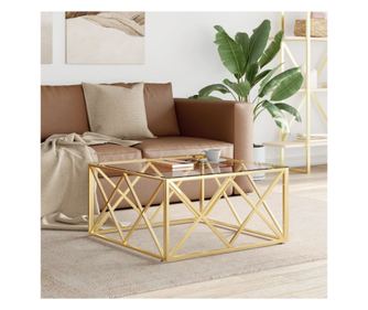 Stolić za kavu, 80x80x40 cm, nehrđajući čelik i staklo