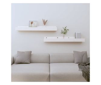 Fali polc, 2 db, fehr, 80x12x9 cm, tmr feny