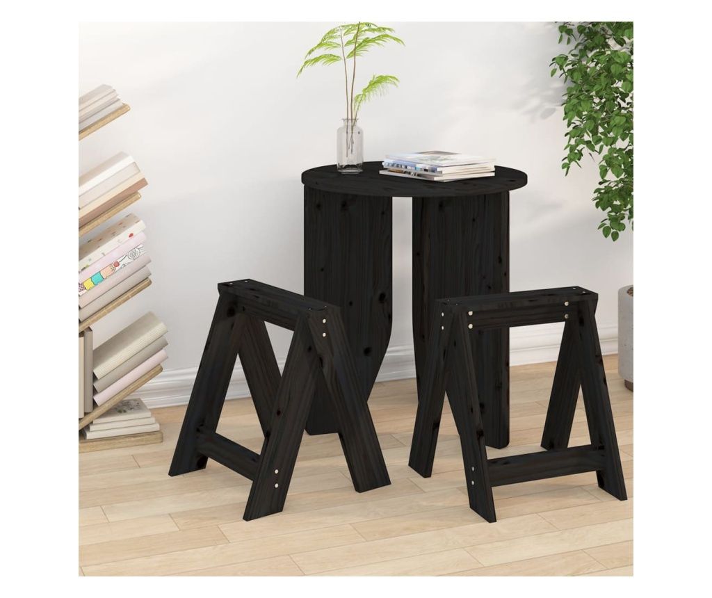 Szkek, 2 db, fekete, 40x40x45 cm, tmr fenyfa