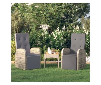 Sklopive vrtne stolice s jastucima, 2 kom., siva, poliratan