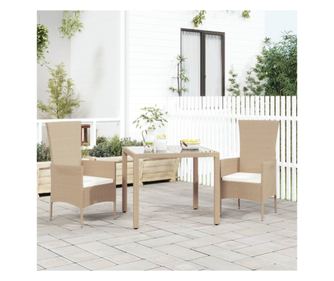 Scaune de grădină cu perne, 2 buc., bej, poliratan