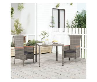 Vrtne stolice s jastucima, 2 kom., siva, poliratan