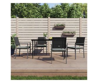 Kertszkek prnkkal, 4 db, fekete, 54x62,5x89 cm, polirattan