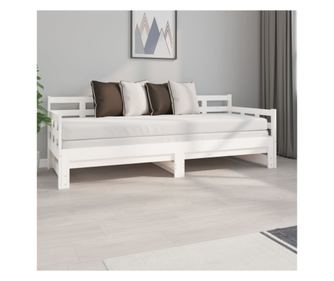 Разтегателно единично легло, бяло, 2x(80x200) см, масивна борова дървесина