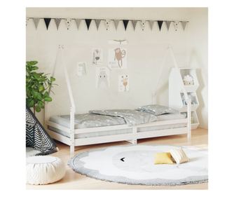 Παιδικό Κρεβάτι, Λευκό, 90x190 εκ., Μασίφ Ξύλο Πεύκου