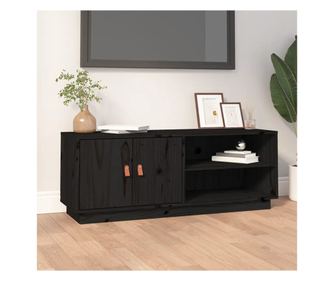 TV komoda, crna, 105x34x40 cm, masivno borovo drvo