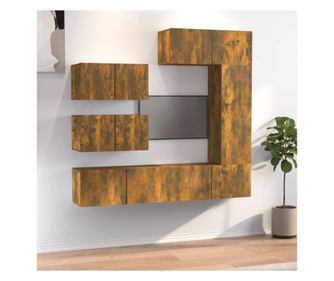 Set TV omare, 6 delov, dimljen hrast, obdelano les.