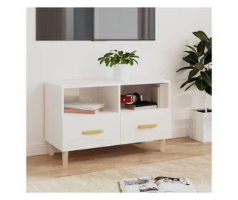 TV komoda, bijela visokog sjaja, 80x36x50 cm, obrađeno drvo