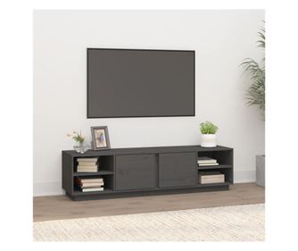 ТВ шкаф, сив, 156x40x40 см, масивна борoва дървесина