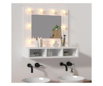 Tükrös szekrény LED-del, fehér, 60x31,5x62 cm