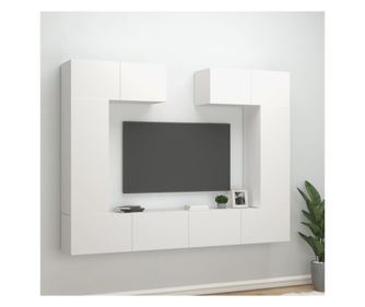 Set TV ormarića, 6 dijelova, bijelo, obrađeno drvo