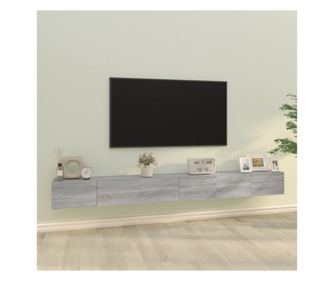 Set TV omare, 3 kosi, siva sonoma, obdelano leso