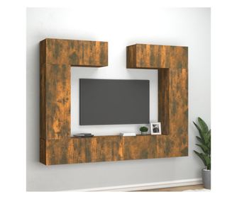 TV omarica set, 6 kosov, dimljen hrast, konstruiran les