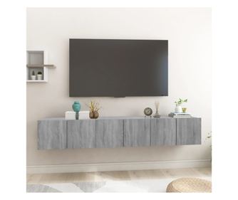 Függőleges sonoma szürke TV-szekrény 3 db 60x30x30 cm feldolgozott fa