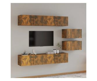 Set TV omare, 6 delov, dimljen hrast, obdelano les.