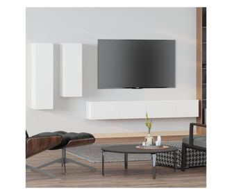 Set TV ormarića, 4 dijela, bijelo, obrađeno drvo