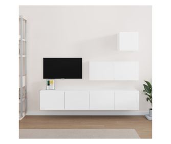 Set TV ormarića, 4 dijela, bijelo, obrađeno drvo