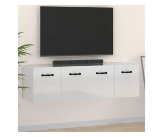 Stenske omarice 2 kos. Visok sijaj bela 80x36,5x35 cm Les