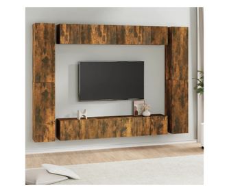 Set dulapuri TV, 10 piese, stejar fumuriu, lemn prelucrat