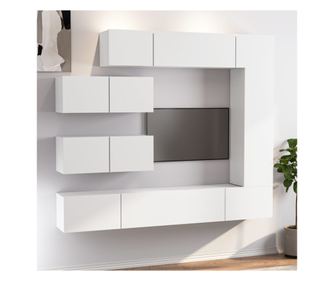 Set TV ormarića, 7 dijelova, bijelo, obrađeno drvo