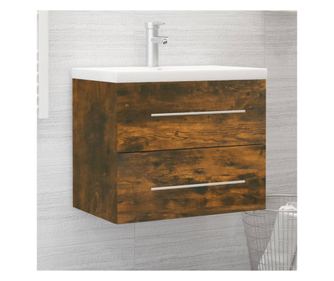 Εντοιχιζόμενη μονάδα επίπλου μπάνιου με νιπτήρα, καπνιστή δρυς, σύνθετο ξύλο