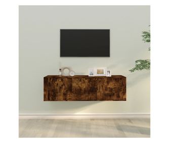 Set dulapuri TV, 2 piese, stejar fumuriu, lemn prelucrat