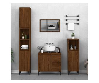 Dulap de baie, stejar maro, 65x33x60 cm, lemn prelucrat