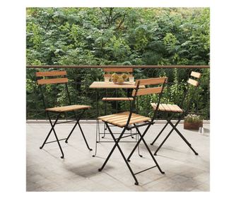 Сгъваеми бистро столове, 4 бр., масивен тик и стомана