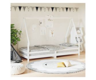 Παιδικό Κρεβάτι, Λευκό, 80x200 εκ., Μασίφ Ξύλο Πεύκου