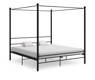 Σκελετός κρεβατιού με ουρανό, μαύρος, 180x200 εκ., μέταλλο