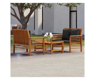 Kerti btor szett prnkkal, 3 rszes, tmr akcfa