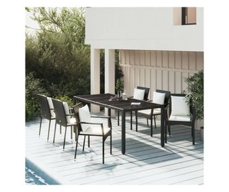 Vrtni namještaj s jastucima, 7 dijelova, crna, poliratan