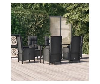 Vrtni namještaj s jastucima, 7 dijelova, crna boja, poliratan