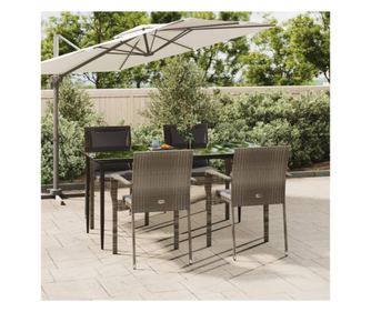 Vrtni set namještaja s jastucima, 5 dijelova, crno/sivo, poliratan