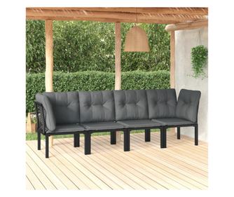 Kerti btor szett, 4 rszes, fekete s szrke, polirattan