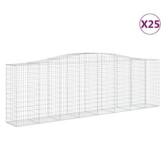 vidaXL Coșuri gabion arcuite 25 buc, 400x50x120/140cm, fier galvanizat