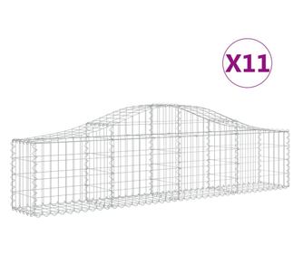 vidaXL Coșuri gabion arcuite 11 buc, 200x30x40/60 cm, fier galvanizat