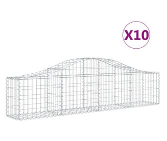 vidaXL Coșuri gabion arcuite 10 buc, 200x30x40/60 cm, fier galvanizat
