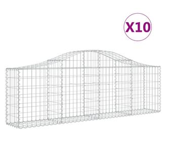 vidaXL Coșuri gabion arcuite 10 buc, 200x30x60/80 cm, fier galvanizat