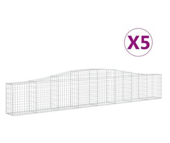 vidaXL Coșuri gabion arcuite 5 buc, 400x30x60/80 cm, fier galvanizat