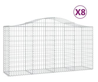 vidaXL Coșuri gabion arcuite 8 buc, 200x50x100/120 cm fier galvanizat