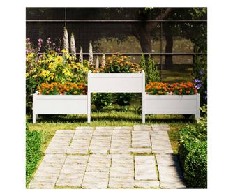 Jardinieră, alb, 245,5x44x75 cm, lemn masiv de pin