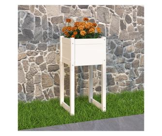 Jardinieră, alb, 40x40x81 cm, lemn masiv de pin