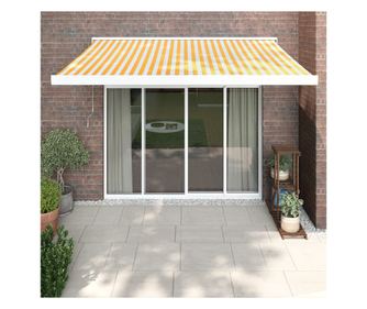 Zložljiva senčnica, rumena/bela, 3,5x2,5 m, tekstil/aluminij
