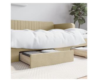 Dvě zásuvky pod postel, krémové, zpracované dřevo a textil