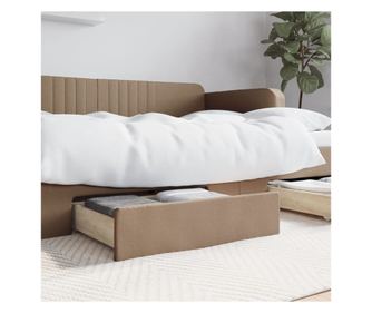 Zásuvky pod postel, 2 ks, cappuccino, zpracované dřevo/ekologická kůže