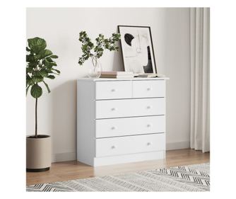 Komoda s ladicama ALTA, bijela, 77x35x73 cm, masivno borovo drvo