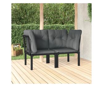 Sarok lgarnitra kerti prnkkal, fekete&szrke, polirattan